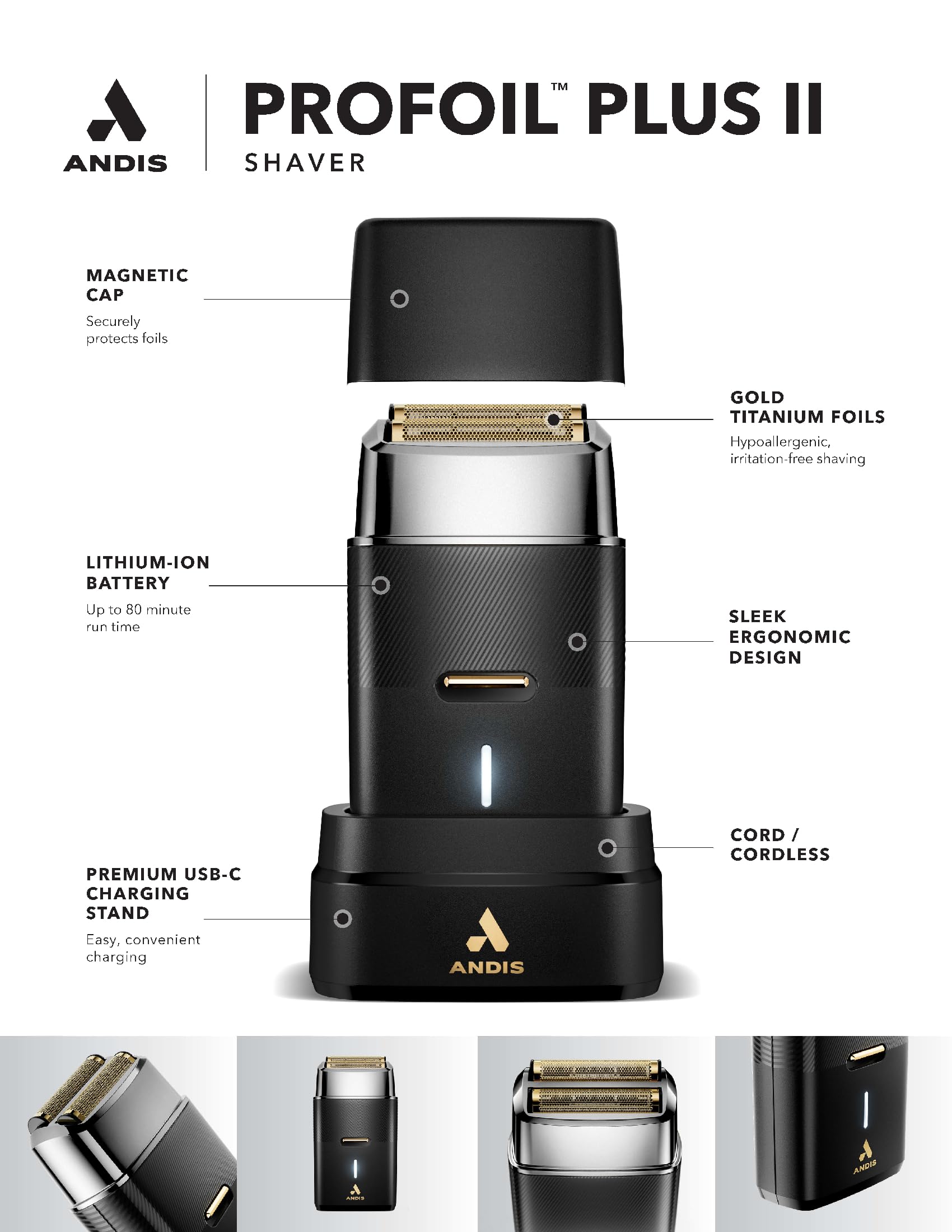 Amazon.com: Andis 563616 Pro Foil Plus II Cordless Shaver, Gold
